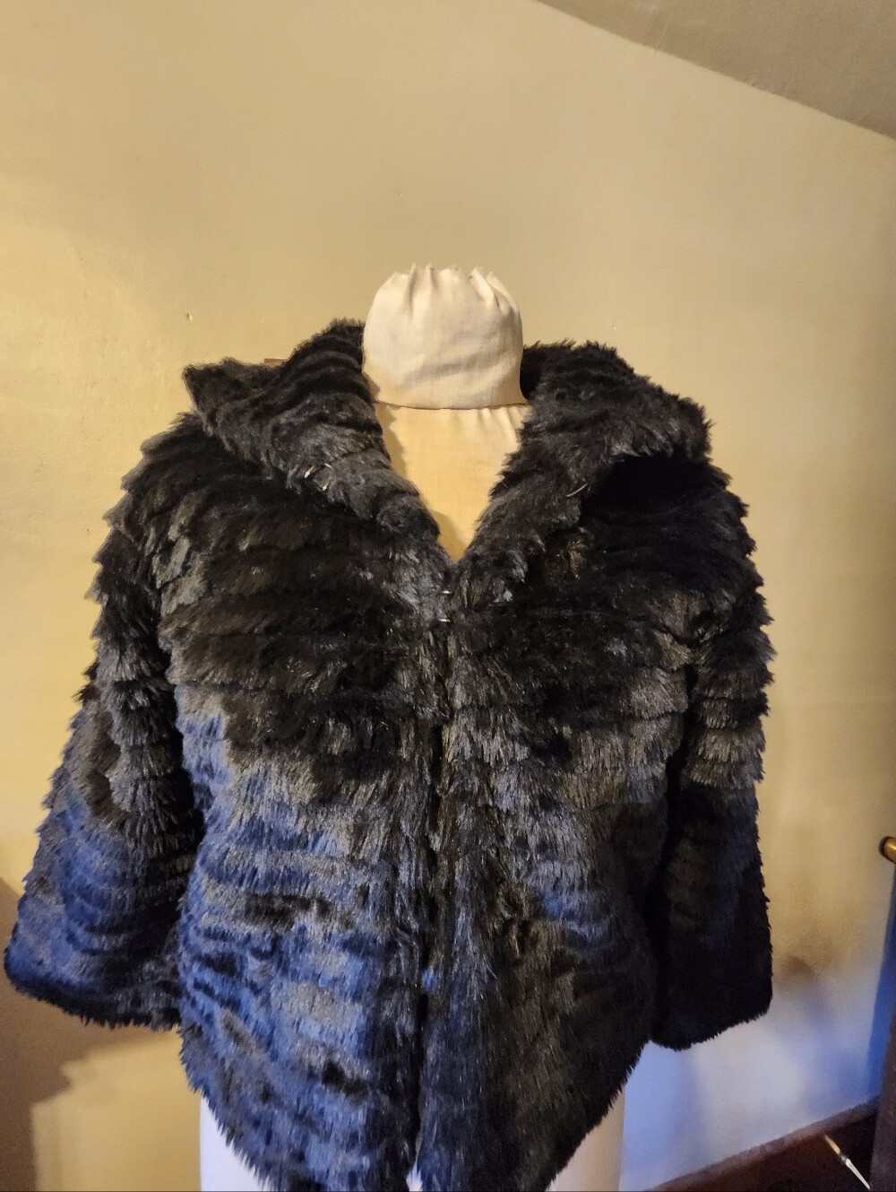 Lapis Black Faux Fur Capelet